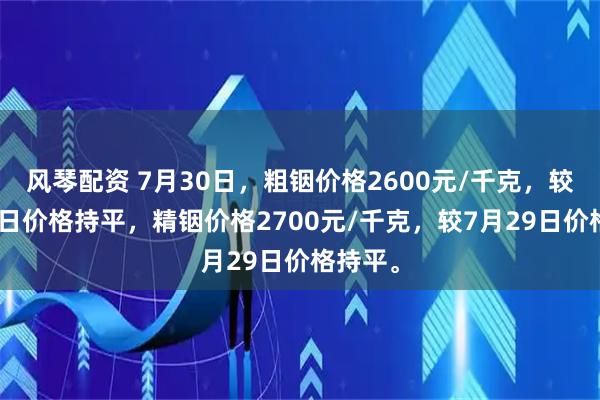 风琴配资 7月30日，粗铟价格2600元/千克，较7月29日价格持平，精铟价格2700元/千克，较7月29日价格持平。